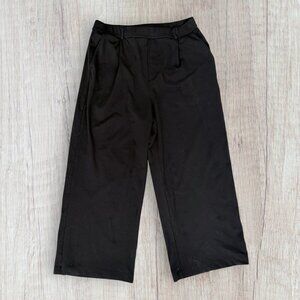 Halara Black Wide Leg Cropped Pull On Dress Pants Stretch Work Trousers L / XL